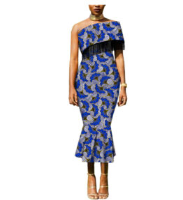 Explosive African Ethnic Double-Sided Printing Batik Cotton Tassel Plus Size Dress