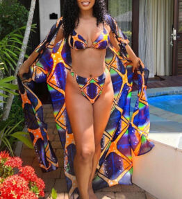African Black Printing Bikini Suit