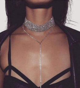 Alloy full diamond long necklace